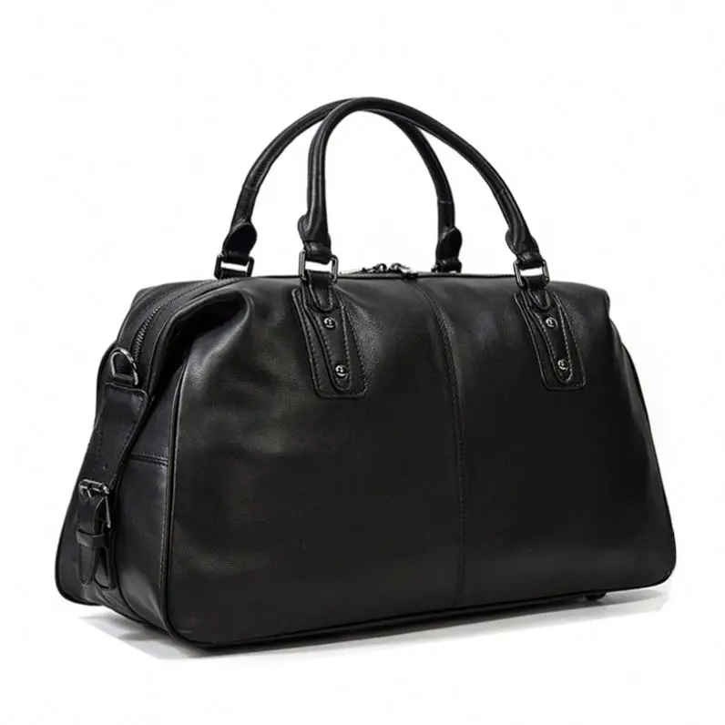 

Men Tote Leather Bag Custom Logo Travel Weekend Duffel, Customized