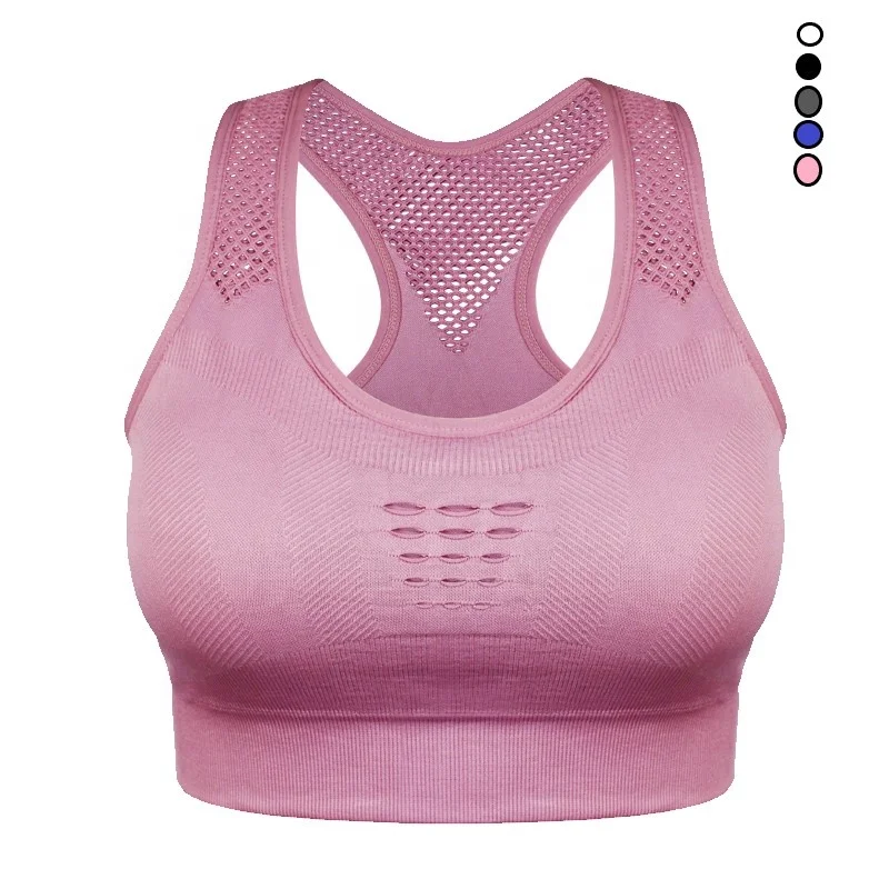 

Top Athletic Running Sports Bra Yoga Brassiere Workout Gym Fitness Women Seamless High Impact Padded Underwear Vest Tanks, Gray, blue, black, white, pink