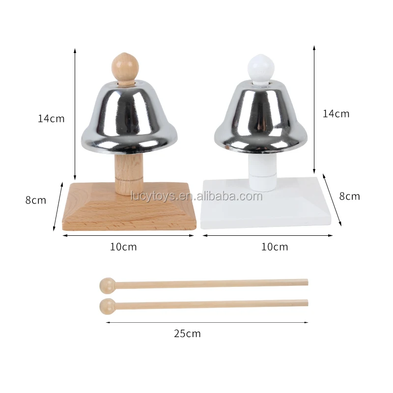Montessori Toys Wooden Desk Bells Set - 8 Notes Diatonic Hand Bells ...