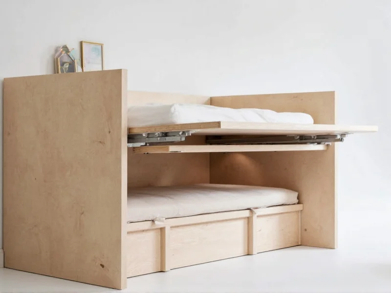 Customized DIY pull down bed with integrated desk feature
