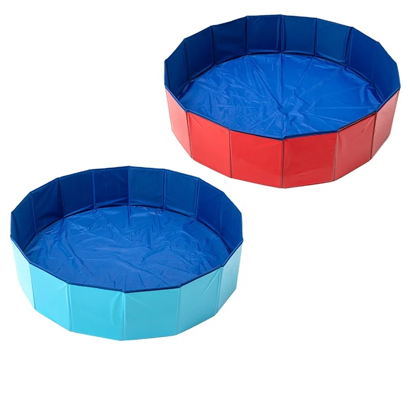 

31.5*11.8 Inch blue and red color pvc foldable dog pet cat pool large dog pet washing swimming pool, Red,blue