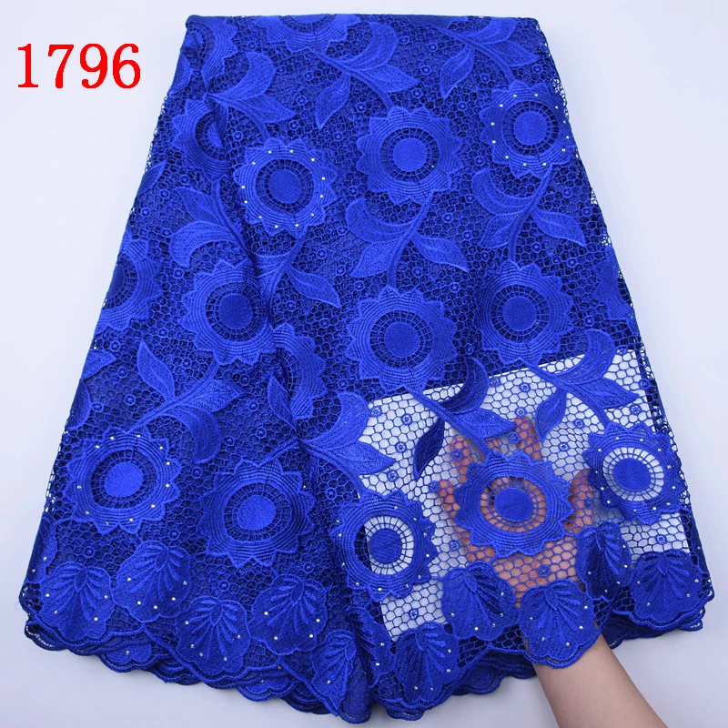 

Royal Blue African Soft Guipure Cord Net Lace Fabric With Stones High Quality African Nigerian Lace Fabric For Party 1796