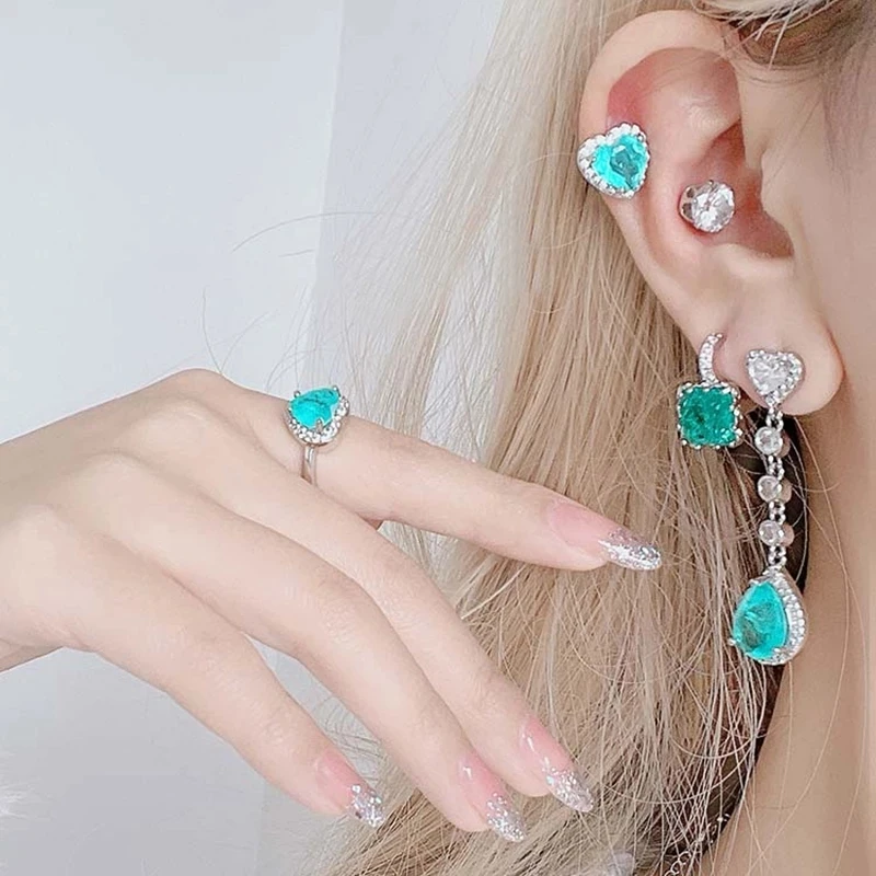 

Kaimei Cute Zircon Boucle D'oreille Sweet Jewelry Gifts Korean Fashion Green Heart Crystal Hoop Earrings For Women Girls, Many colors fyi