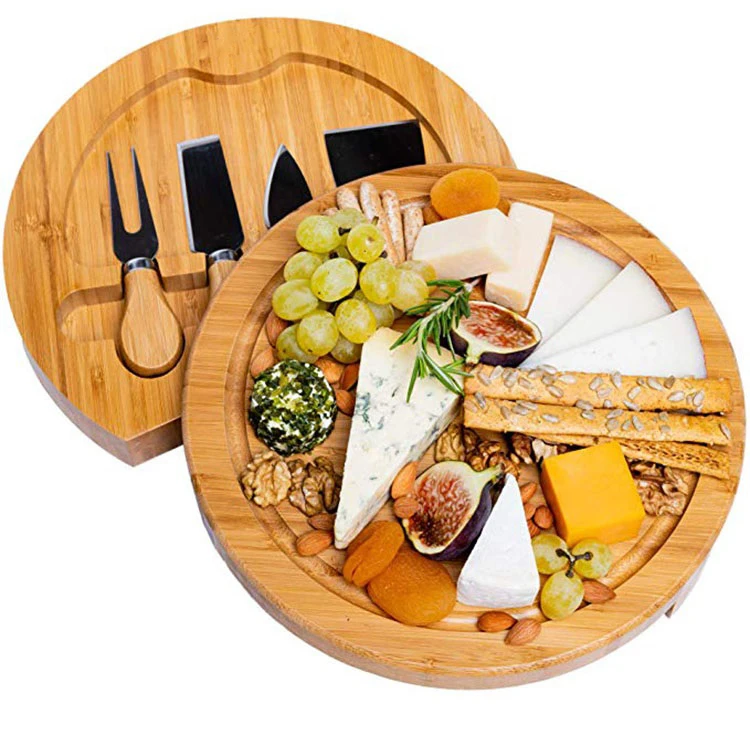 

Wholesale High Quality Wooden Cheese Board Cheese Cutting Board Set With Cutlery, Natural