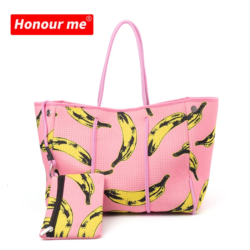 

Summer new style customize style large capacity beach bag fashion handbags neoprene tote travel bag