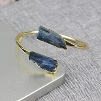 

LS-D7912 Wholesale blue kyanite stone bangle with 24k real gold plated high quality