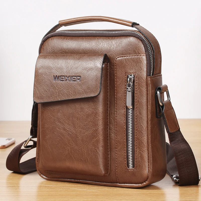 

Large capacity single shoulder bag men's hand messenger bag Vintage Leather Men's bag Volume price discount, Three colors