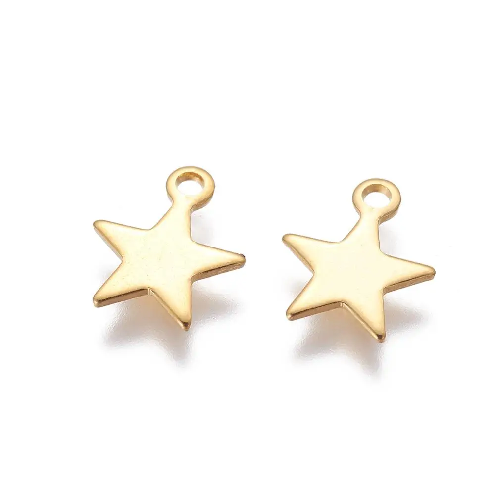 

PandaHall Golden 304 Stainless Steel Star Charm, 18k gold plated