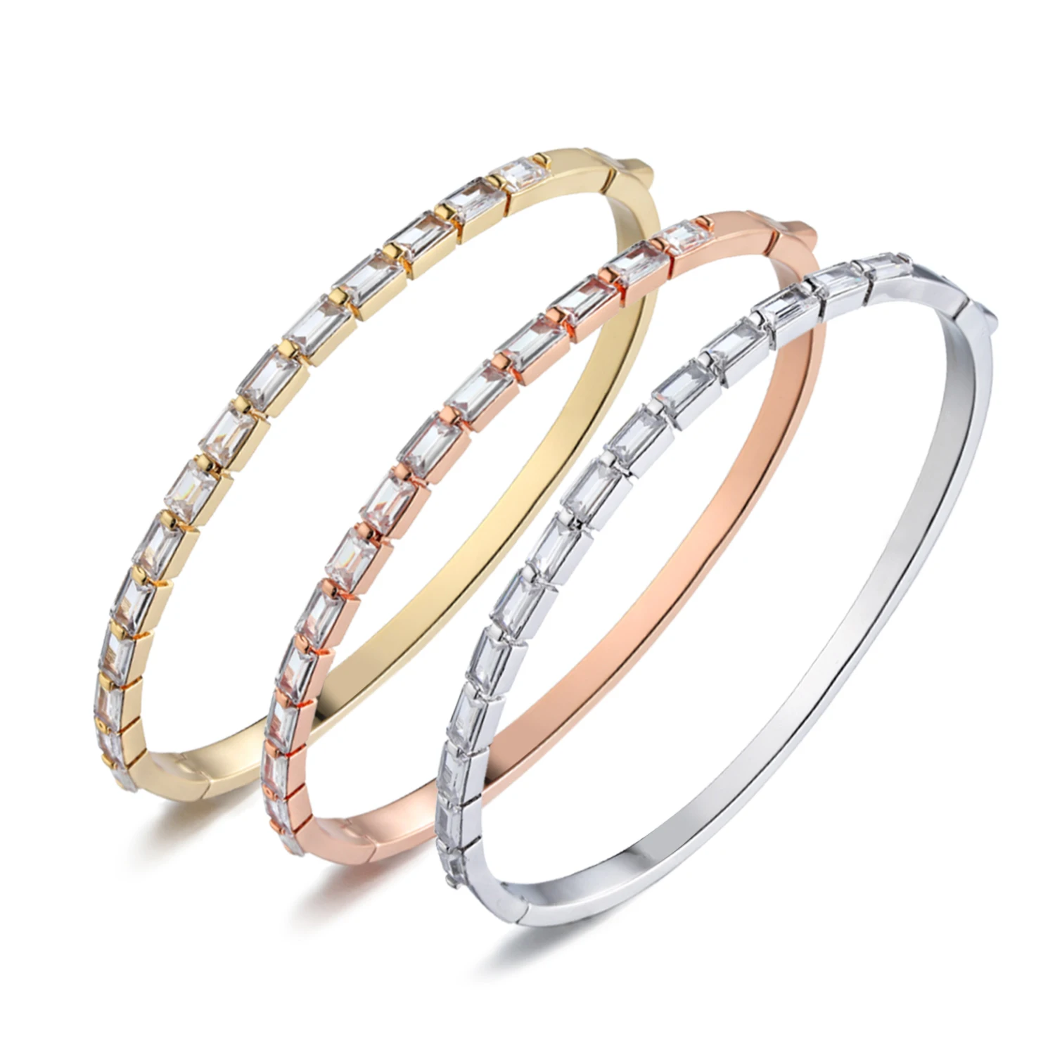 

Unique bangles for women AAA Clear CZ lock bangle Silver Gold Rose Gold Plating Luxury jewelry Bracelets Bangles Set