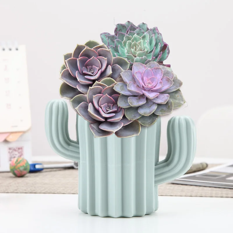 

Plastic Vase Home Decoration European Anti-ceramic Cactus Wedding Decoration Unbreakable Creative Pen Holder Storage Box
