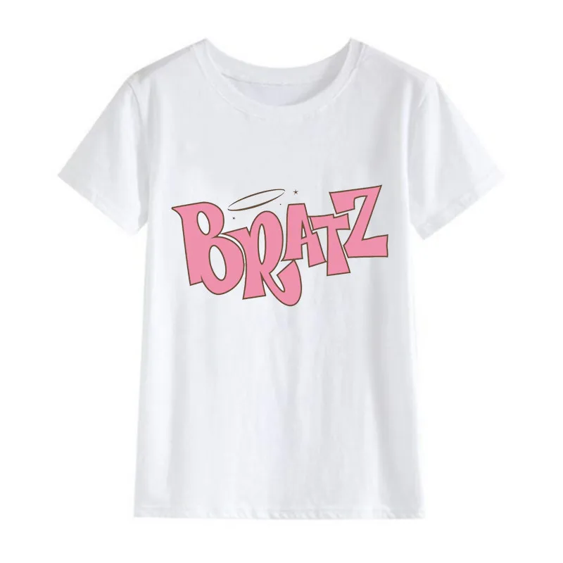 

BRATZ Female Tops White Clothing Summer Short Sleeve Tees Fashion Letters Women T-shirts