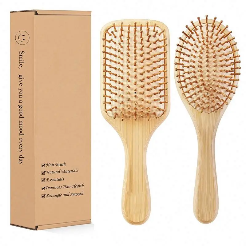 

Detangle Paddle Hair Brush Bamboo Wood Wholesale Soft Bristle Toothbr Eco Friendly Natural Comb Set Wooden Brushes Bambo