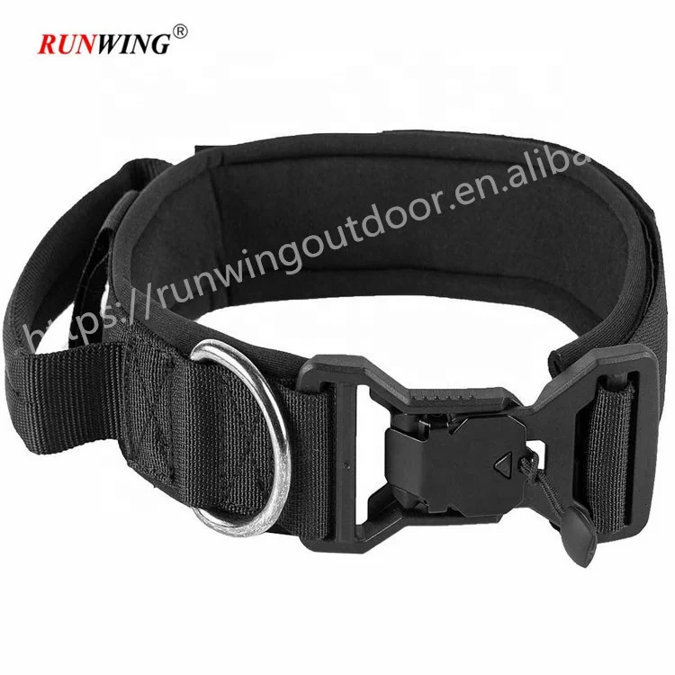 

Custom Magnetic Dog Collar Soft Tactical Military Dog Collar With Handle for Medium Large Dogs, As pictures or customized color