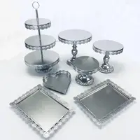 

7 Disk Pcs Silver Wedding 3 Tier Candy Bar Cake Tray Metal Cupcake Cake Stand