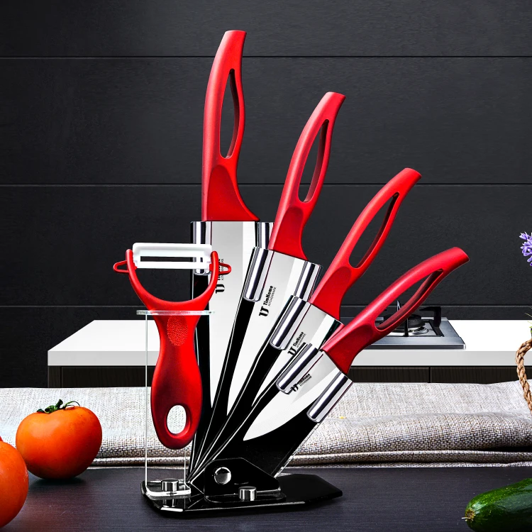 
Timhome 6pcs ceramic knife set with Acrylic Block holder High quality handle for fruit vegetables meat 