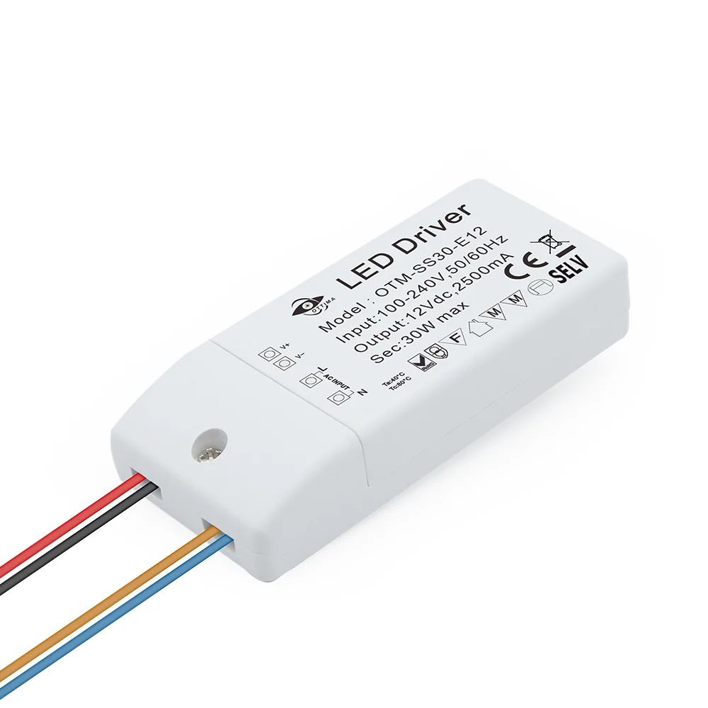 

IN STOCK OTM-SS30-E12 Factory Direct constant voltage LED Driver 91*41*19mm Mini White case 12v 2.5A 30w Led Driver