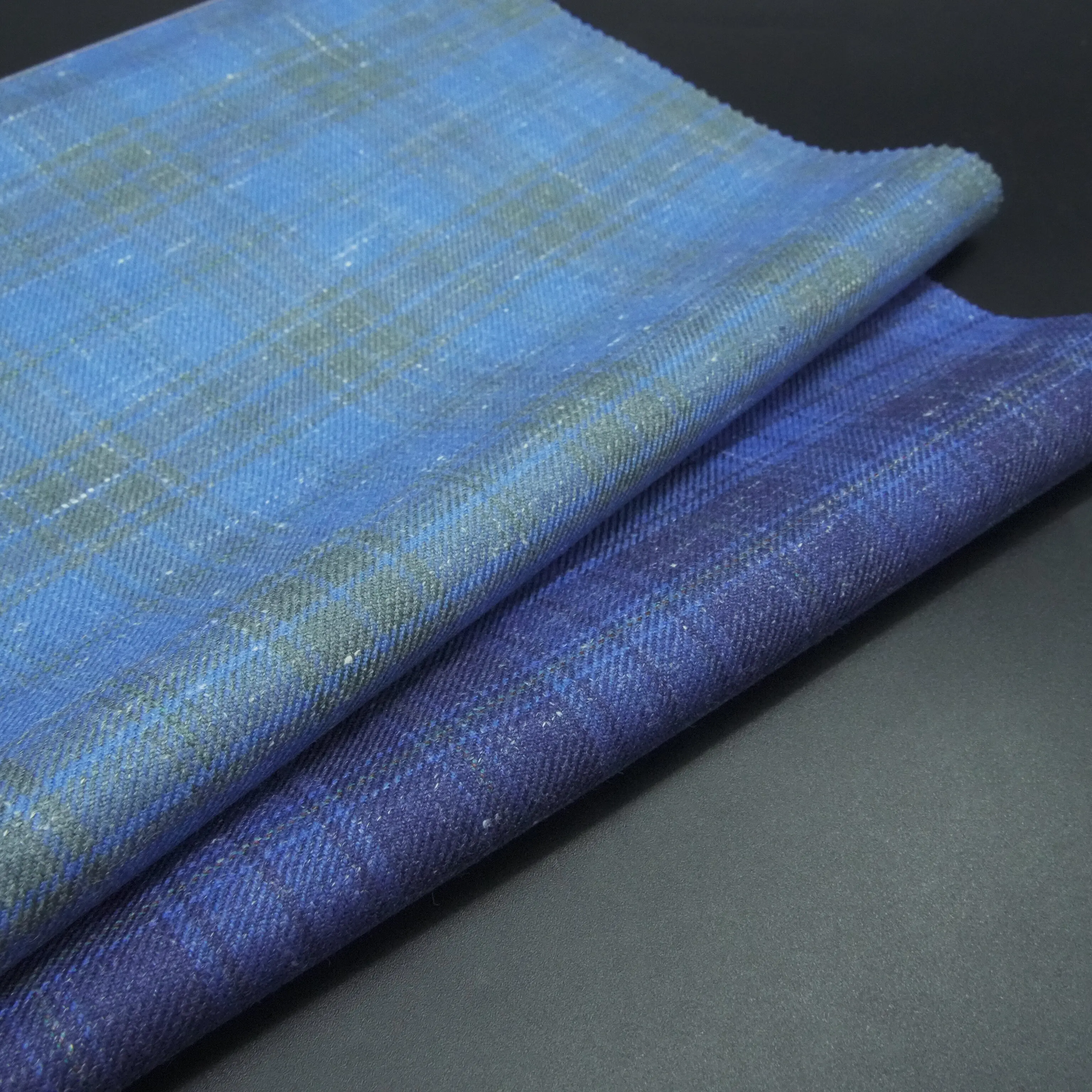 Organic Italian Suiting Fabric Linen/Wool Plaid Blend Worsted Merino Wool Yarn Dyed for Men's Jackets Wholesale Stock Available