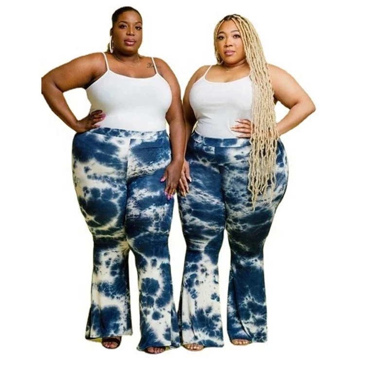 

Instagram Tie Dye High Waist Bell Bottom Plus Size Women Pants 2021