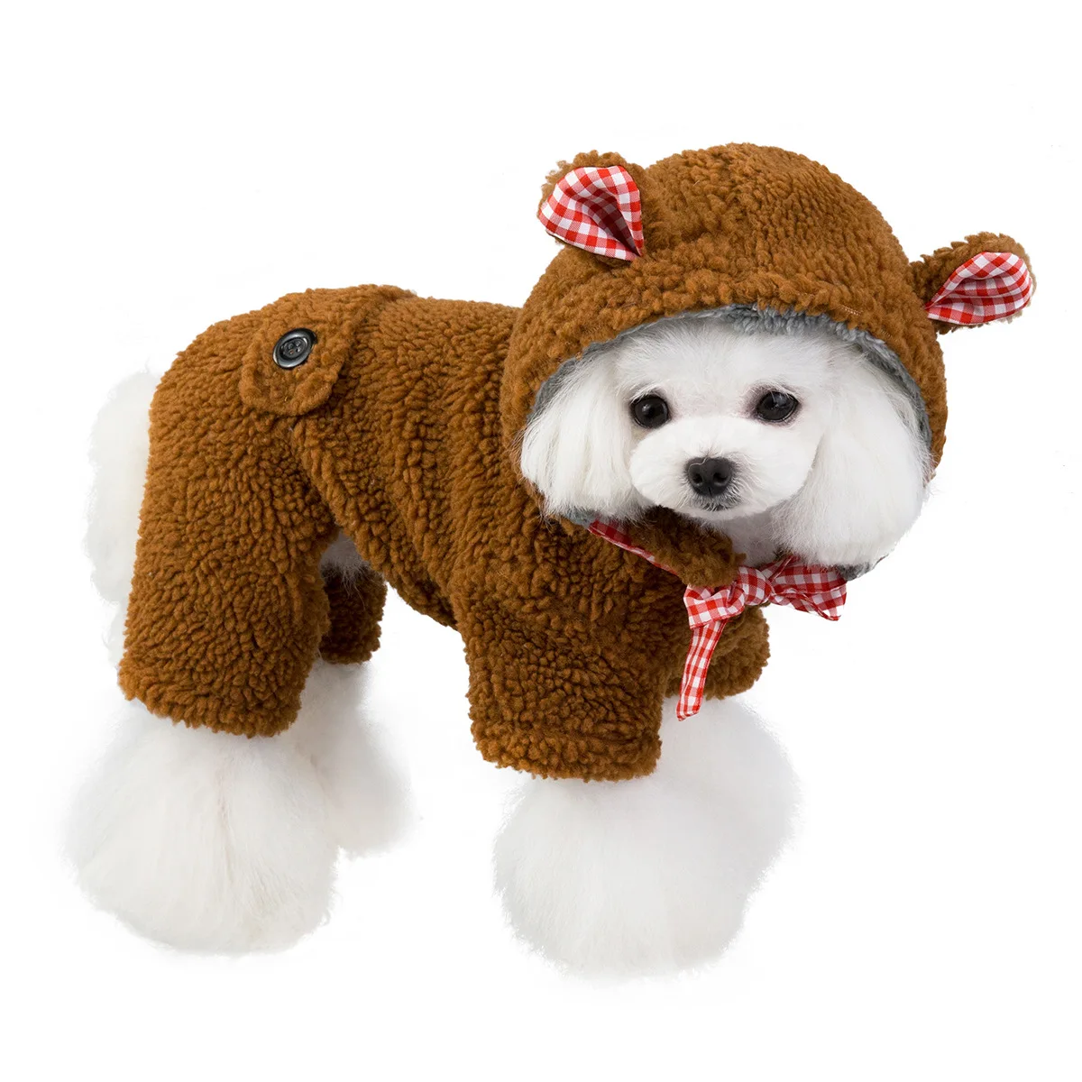

Custom Wholesale Pet Apparel Dog Clothes Winter Lovely Warm Bear Dog Cotton Coat, As picture