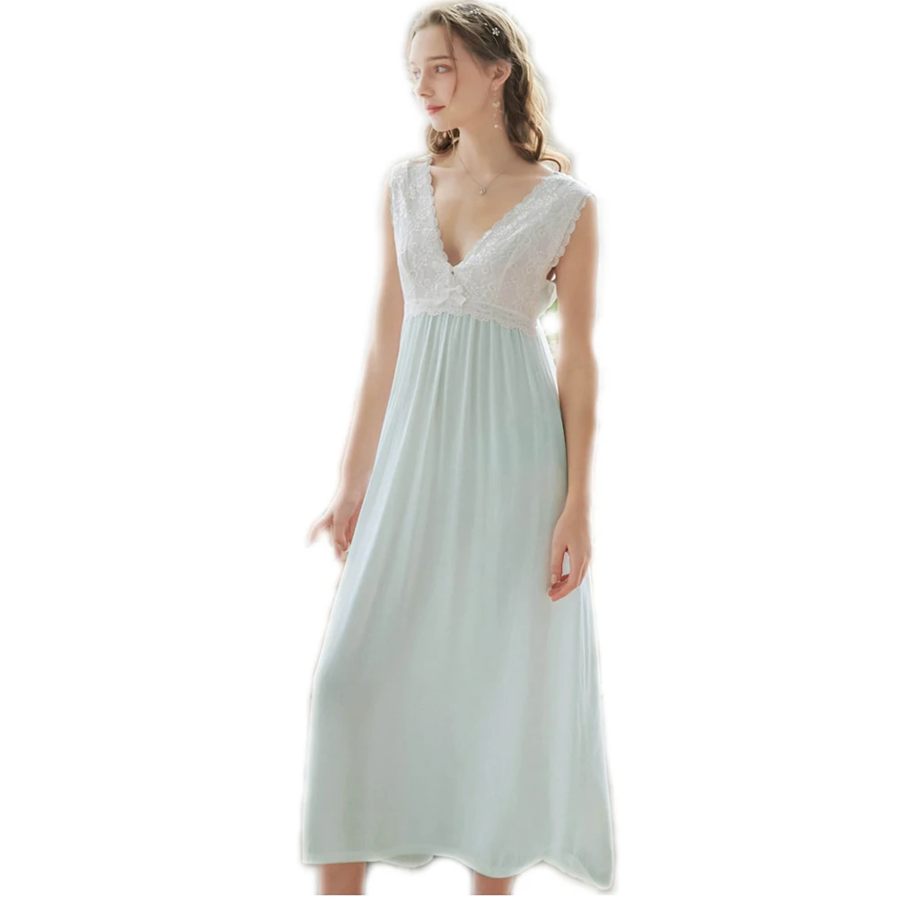 

Plus Size Women's Sleepwear Satin-silk Pajamas Old Lace Princess's Night Dress