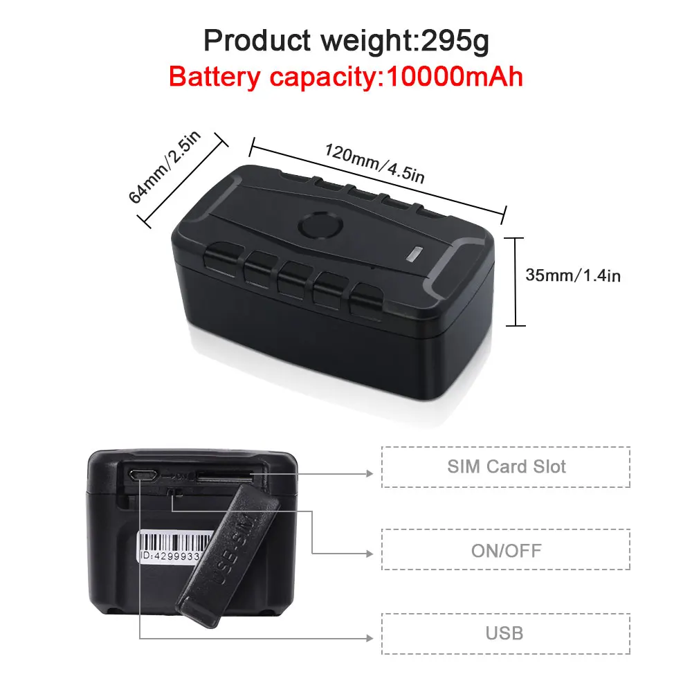Online Positioning Long Standby 10000mah Waterproof Magnetic Portable Lte Wcdma Gsm Real Time Locator 4G GPS LK900B