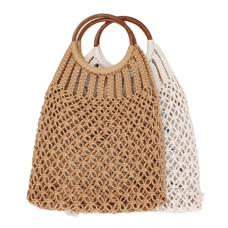 

Ethnic style Custom Straw Beach Cotton Summer Bag New Hollow out Women Handbags Ladies Purse, Customizable