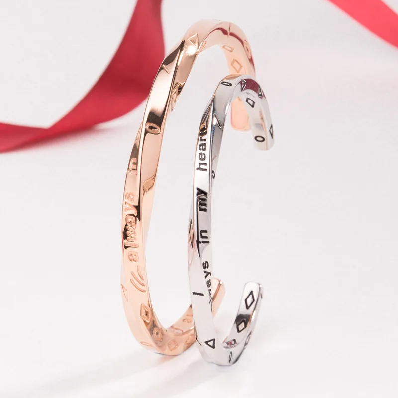 

Titanium Steel Couple Viking War Bracelet always in my heart VIKING bracelet Twist Cuff Bangle for Woman Jewelry, As show