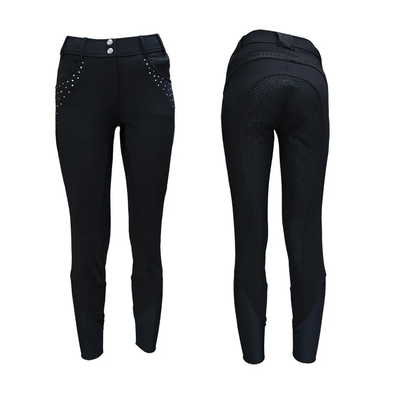 

Wholesale Women Breeches Horse Riding Products Ladies Fitness Leggings Stylish Equestrian Equip High Quality Pants, Black