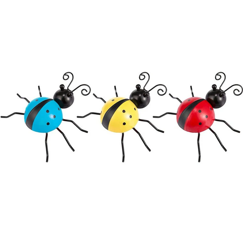 

Time Slow simulation metal animal garden wall art color ornaments outdoor indoor living room terrace wall hanging ladybug