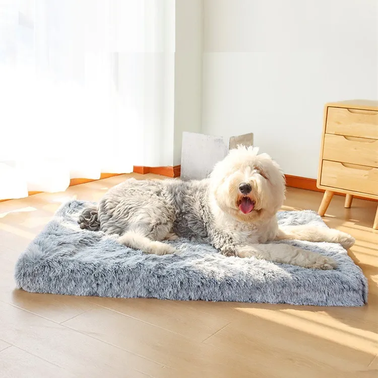 

Factory Wholesale Dog Plush Kennel Rectangle Detachable Washable Mattress For Dogs Pet Beds Cat Dog Bed, Pink, grey, coffee