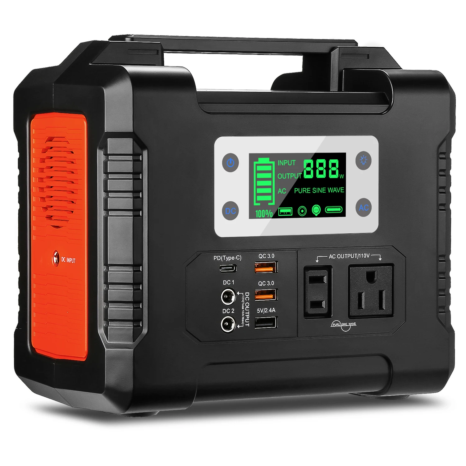 

300W portable battery pack 81000mAh 380wh power station for camping, Black+red