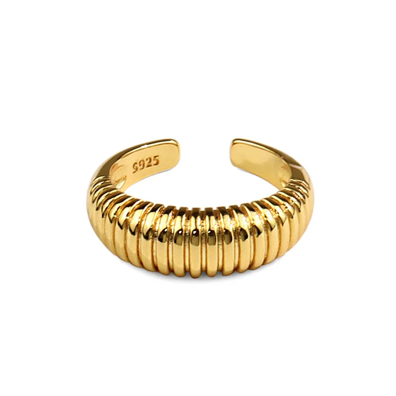 

Fashion Simple Personality Creative Design Wave Pattern Open Metal Texture Ring