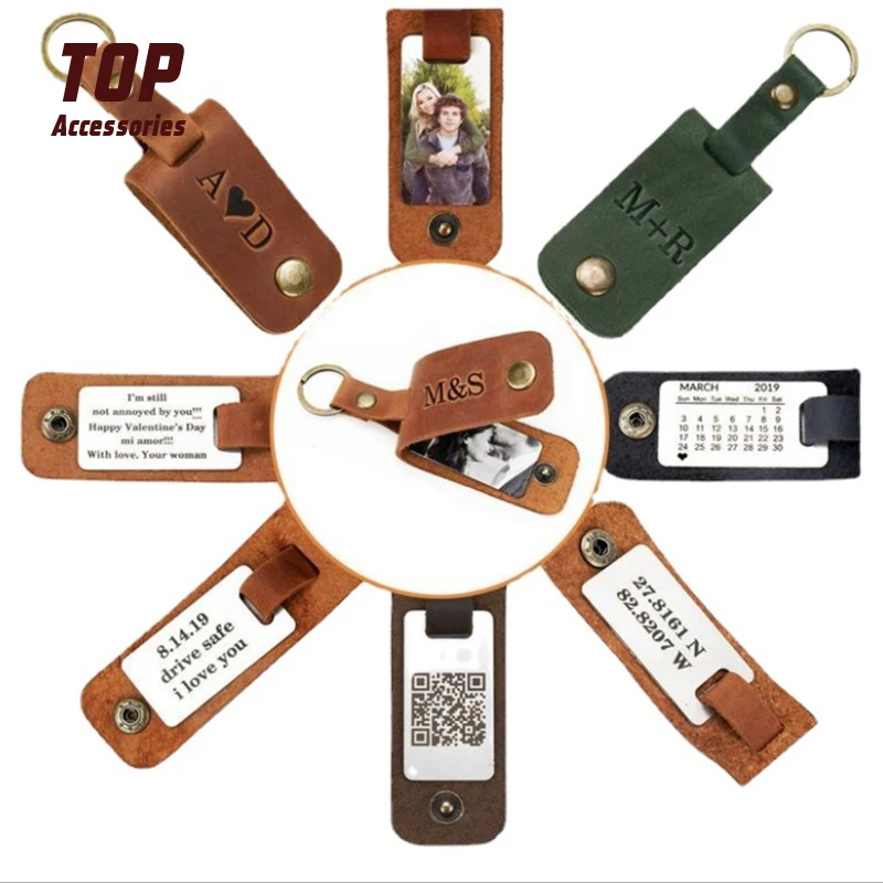 

2021 New Arrival Custom Logo Keychains Leather Keychains with Photos