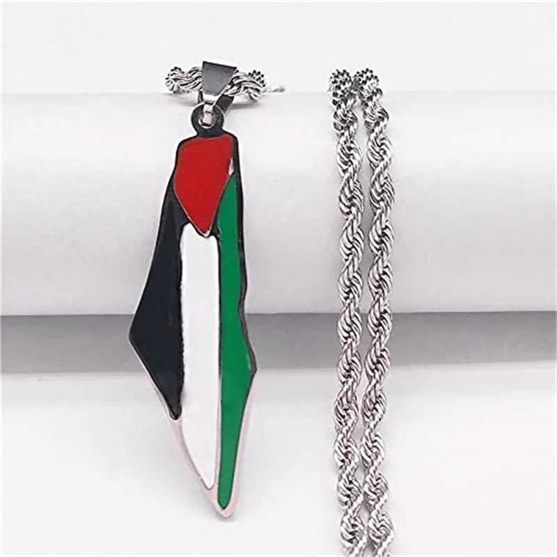 

Wholesale Promotion Gift Zinc Alloy Necklace Palstine National Courry Flag Palestine Necklace