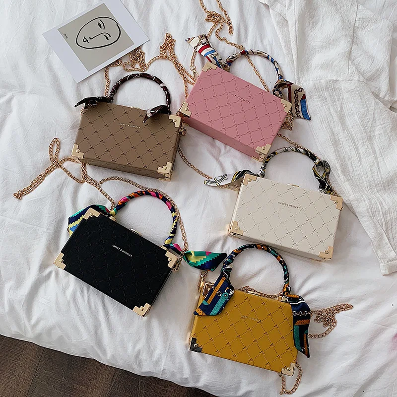 

Portable silk scarf small square bag square shoulder bag small square fur hand bags, As picture showed