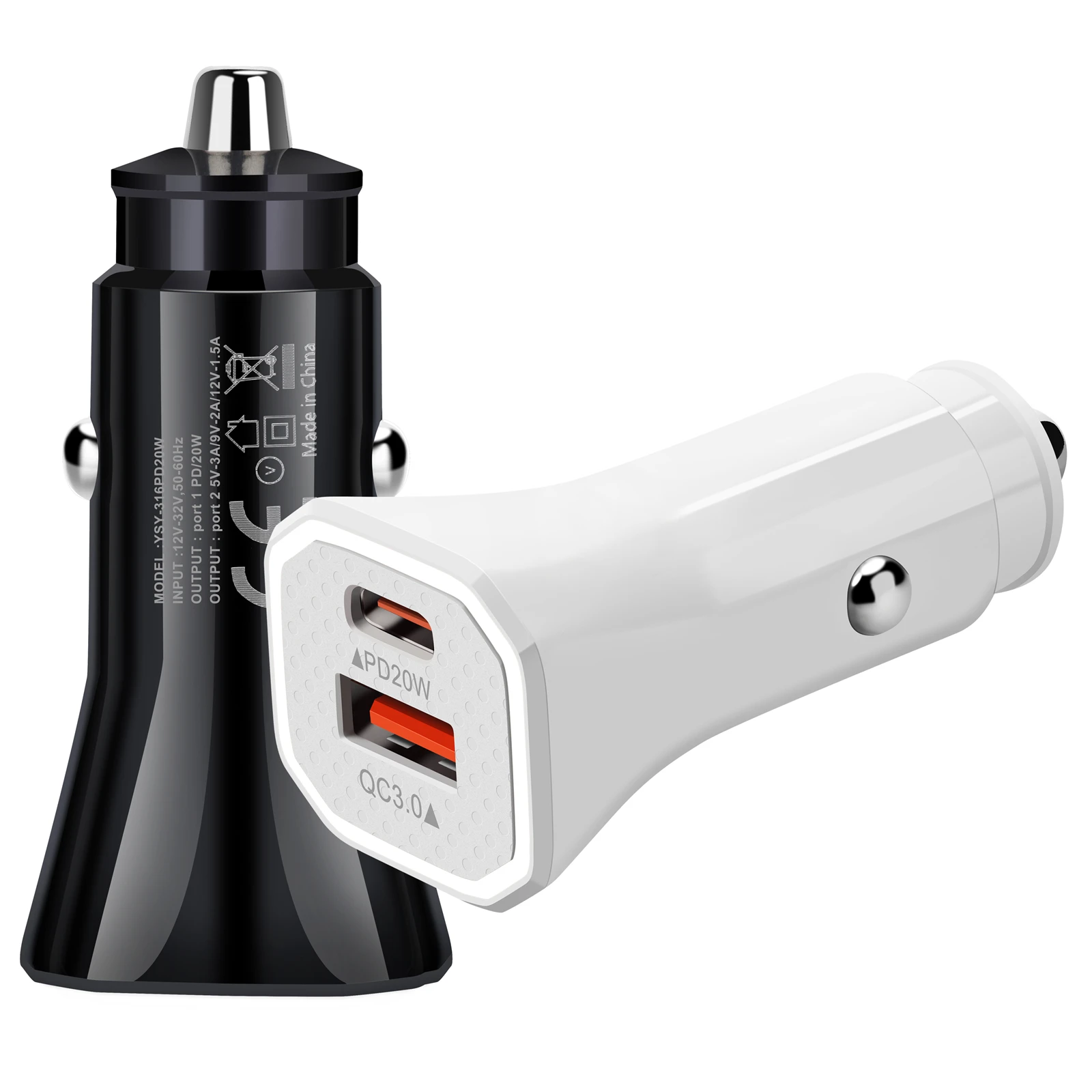 

2021 New QC 3.0 Type-C USB-C Dual Ports Universal Mini USB C Phone Charger PD Fast Charge Car Quick Charger