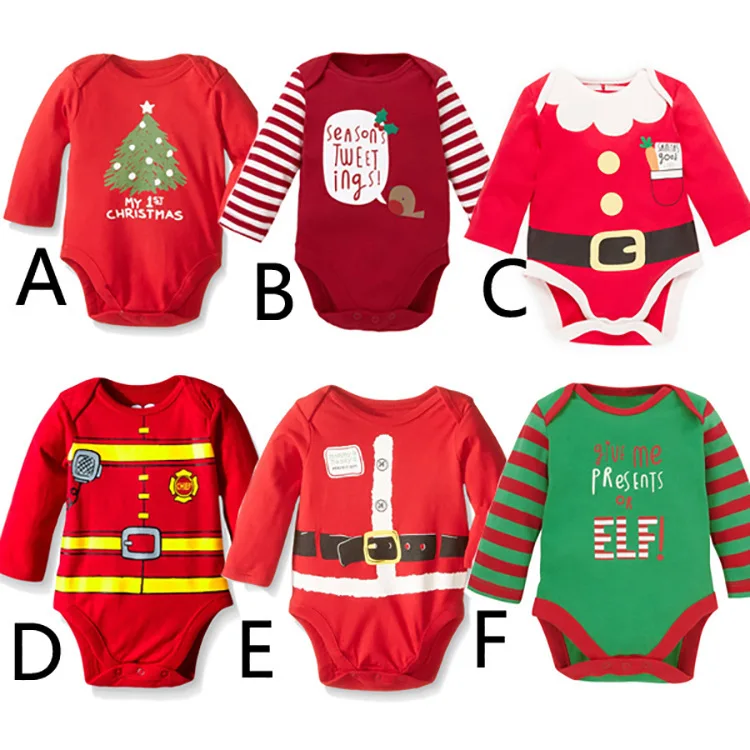 

Baby Rompers Christmas Romper Santa Claus Kids Xmas Clothes Infant Long Sleeve One-Piece Clothing Baby Christmas, Picture shows