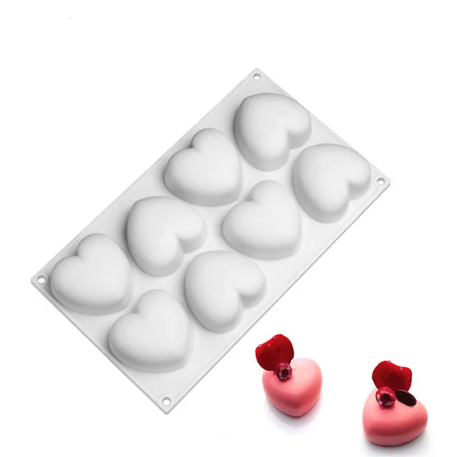 

New mold 8 with heart-shaped silicone mold Italy with heart-shaped cake mold, White