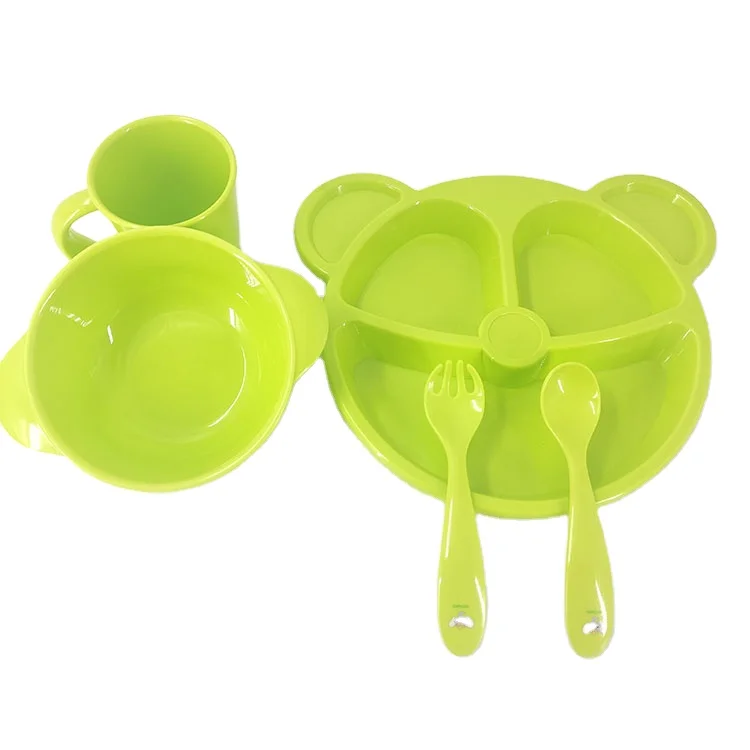

Biodegradable PLA tableware baby feeding set eco friendly bamboo fiber children set, As picture/customized