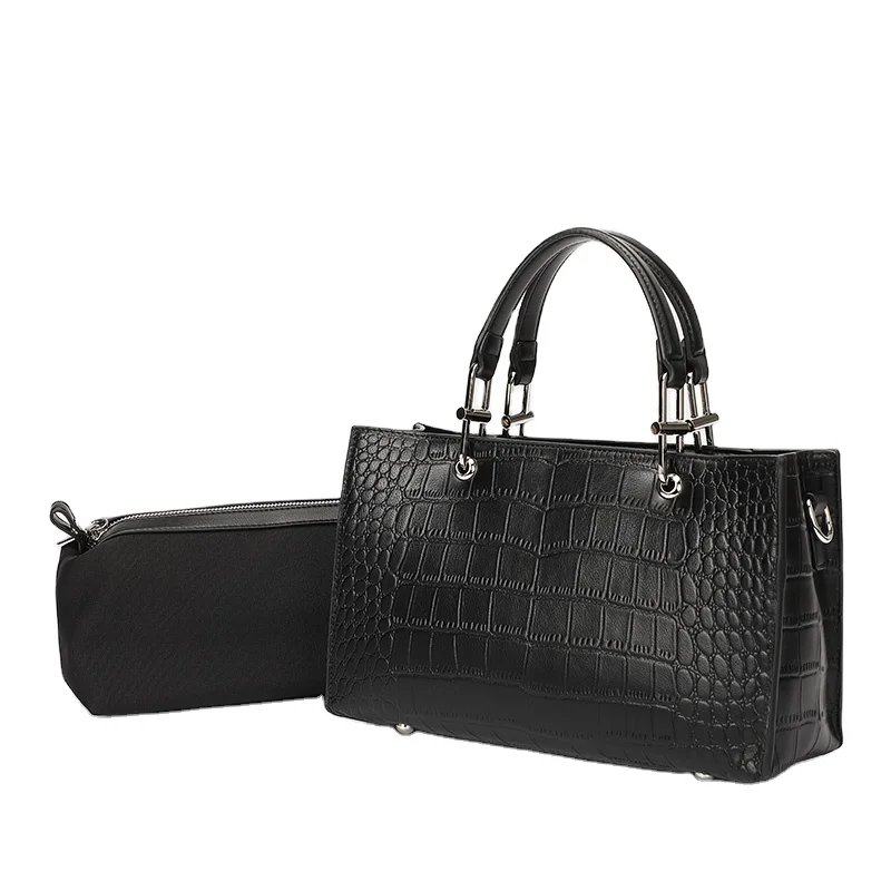 

Luxury Fashion Genuine Leather Shoulder Messenger Bags 2021 New Crocodile Large Capacity Casual Totes Women Purse and Handbags, Black