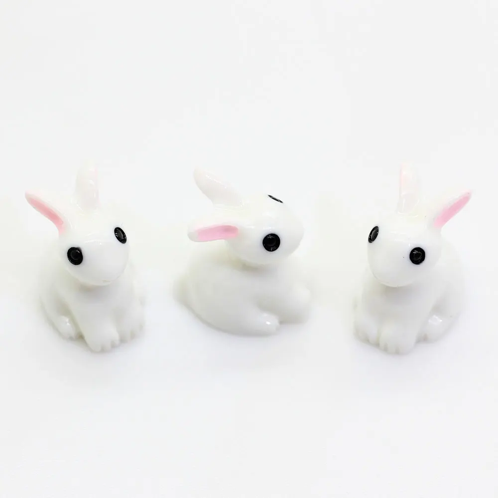 

100pcs white Cute Lovely Rabbit Miniature Garden Decoration Figurine Resin Animal Cabochons For Home Decor Home