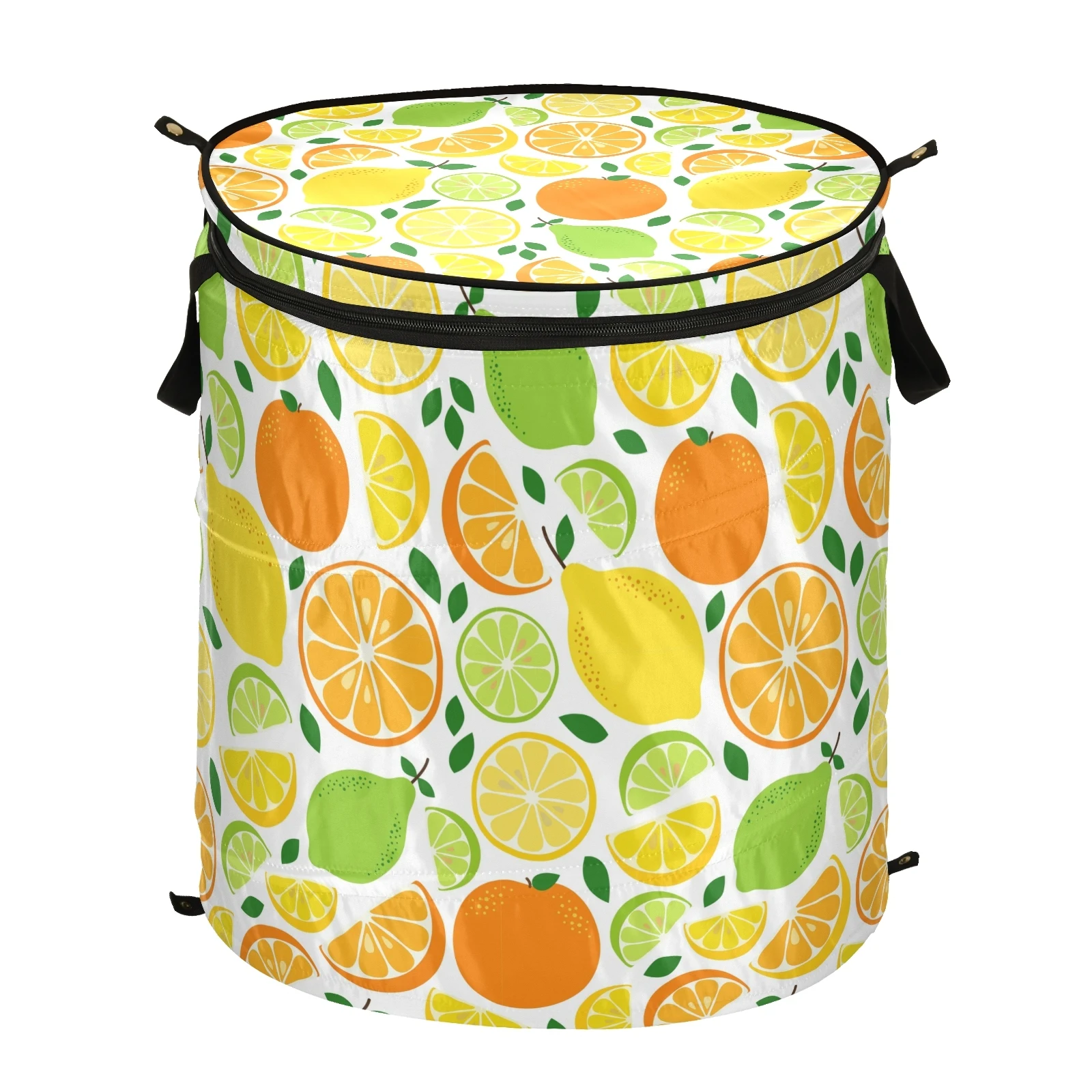 

Laundry hamper with Durable Handle Drawstring Waterproof Round laundry Basket fruits patterns customs logo, Customized color