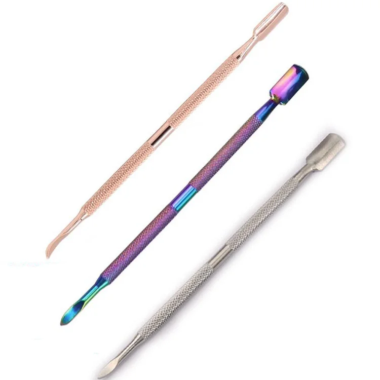 

Wholesale 2 ways nail art tools 3 colors manicure cuticle pusher stainless steel nail cuticle pusher