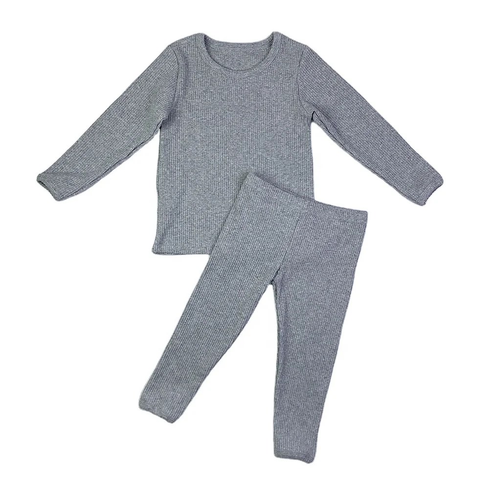 

Ribbed cotton toddler winter pajamas children clothing set boutique bulk wholesale rts pjs baby boy and girls tracksuits outfits