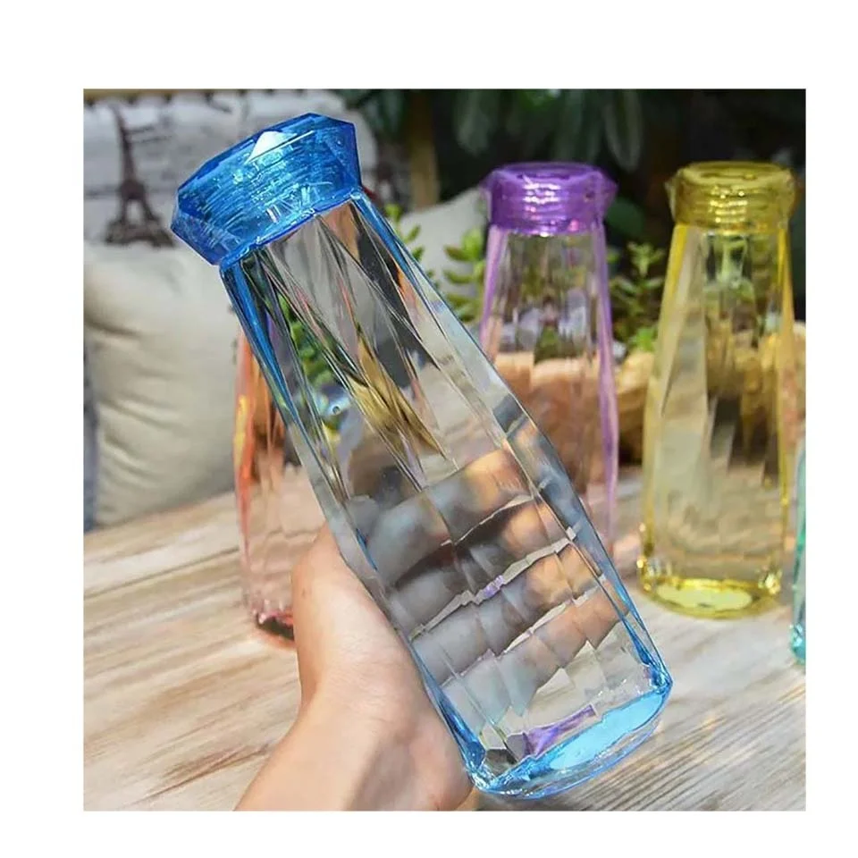 

YIDING Cute school new arrival 2020 shaped glitter creative glass bottle diamond shape wholesale hot drink water bottles, As is or customized