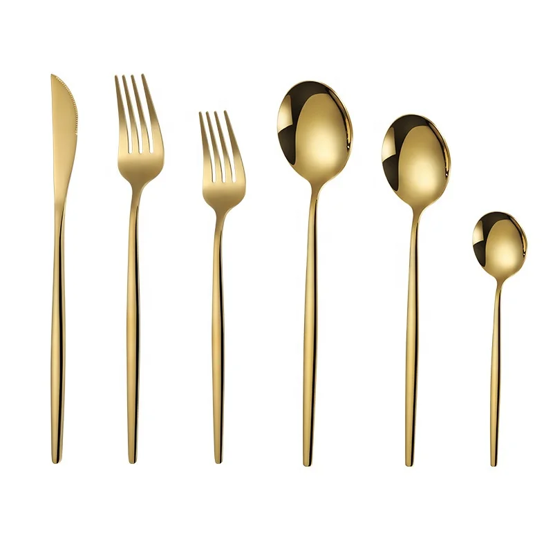 

Zogifts Wholesale Brass Black Kitchen Fork And Spoon Manufacturer Silverware Gold Cutlery Stainless Steel Flatware Set, Gold silver