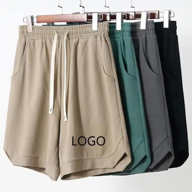 

Custom Logo Men Summer Casual Running Knitted Fleece French Terry Jogger Cargo Snack Cotton Sweat Shorts, Shown