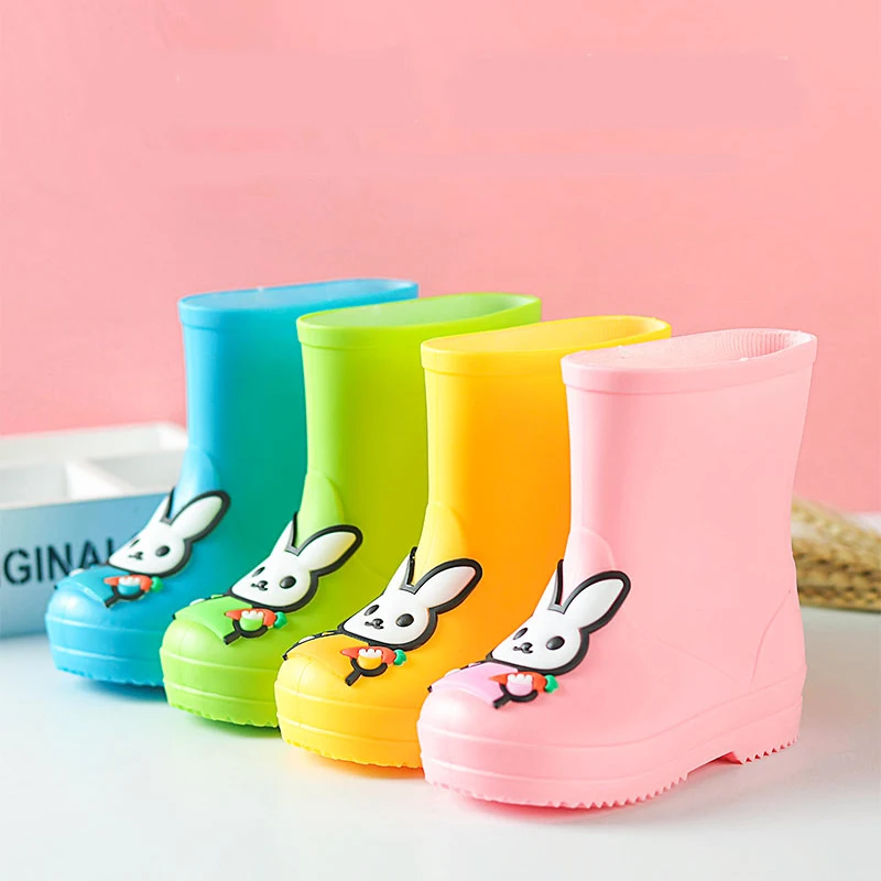 

2019 new design lovely turnip rabbit kids rain shoes waterproof rain boots for kids, Pink/blue/green/yellow