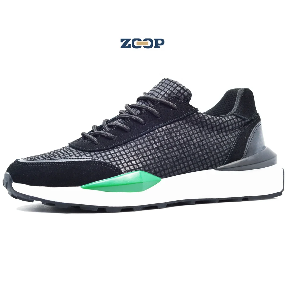 

wholesale fashion running shoes with breathable leather upper jogging men shoe black rubber sneaker lace-up