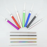 

Amazon hot sale color stainless steel folding straw creative drinking metal straw multi-function bottle opener telescopic straws